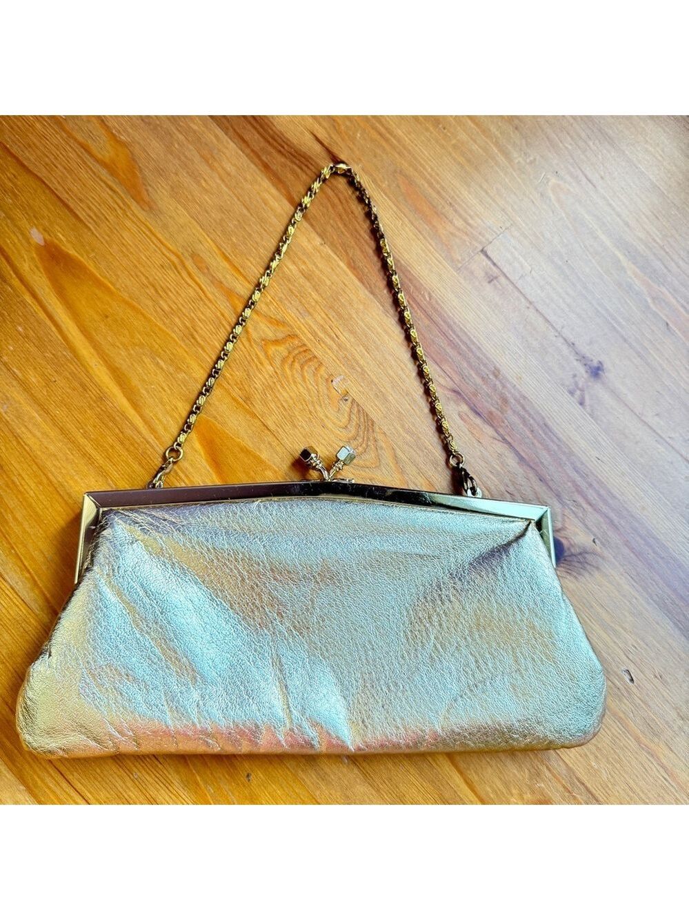 Carlos Fellini vintage leather gold formal bag